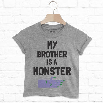 My Brother Is A Monster Children's Halloween T Shirt, 4 of 6