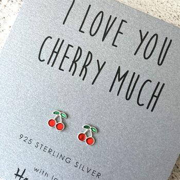 Cherry Sterling Silver Earrings, 2 of 5
