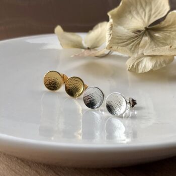Small Textured Round Stud Earrings, 5 of 12
