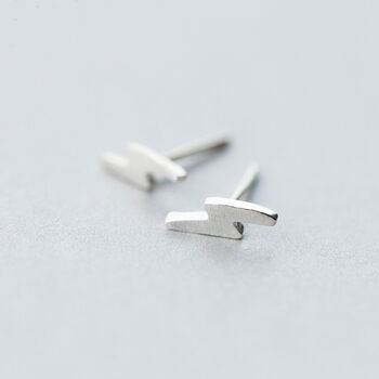 Sterling Silver Lightning Bolt Stud Earrings, 2 of 4