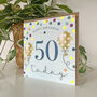 Balloon Brights 50th Birthday Card Blue, thumbnail 2 of 2