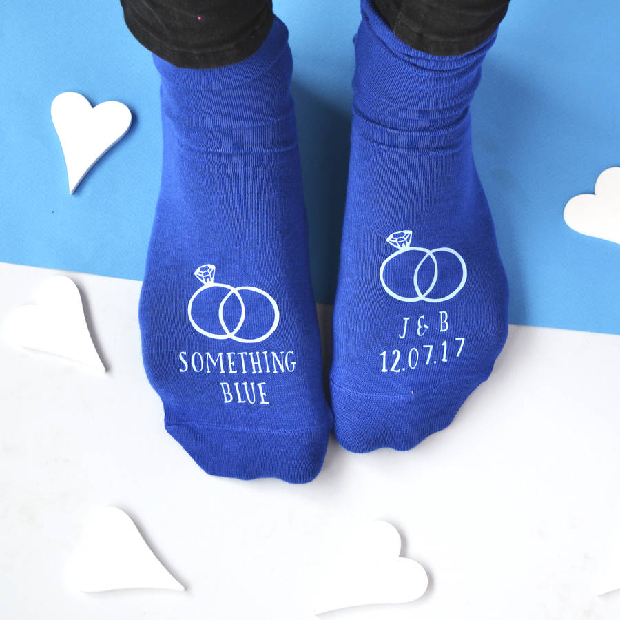 Something Blue Personalised Groom's Wedding Socks, 1 of 2