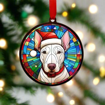 Bull Terrier In Santa Hat Suncatcher Decoration, 4 of 6