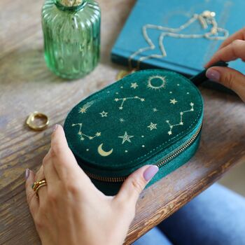 Starry Night Velvet Oval Jewellery Case, 6 of 11