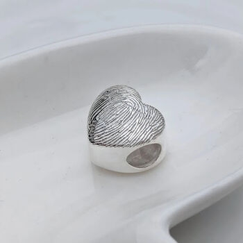 Personalised Silver Fingerprint Heart Charm Bead, 2 of 6