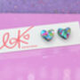 Blue Festival Confetti Love Heart Earrings Studs, thumbnail 5 of 7