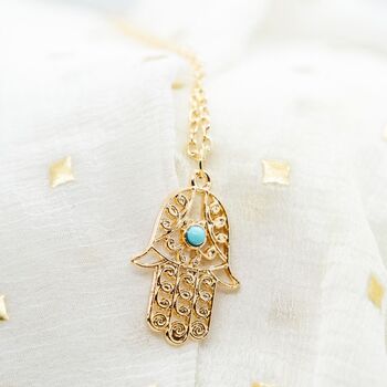 Hamsa Fatima Gold And Silver Plated Dainty Necklace, 3 of 7