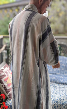 Organic Cotton Reversible Dressing Gown Robe Peach Cobbler, 5 of 12