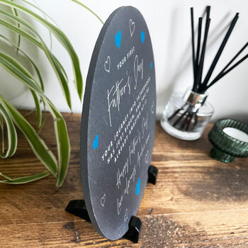 Personalised First Father's Day Circular Slate With Stand 20cm, 4 of 6