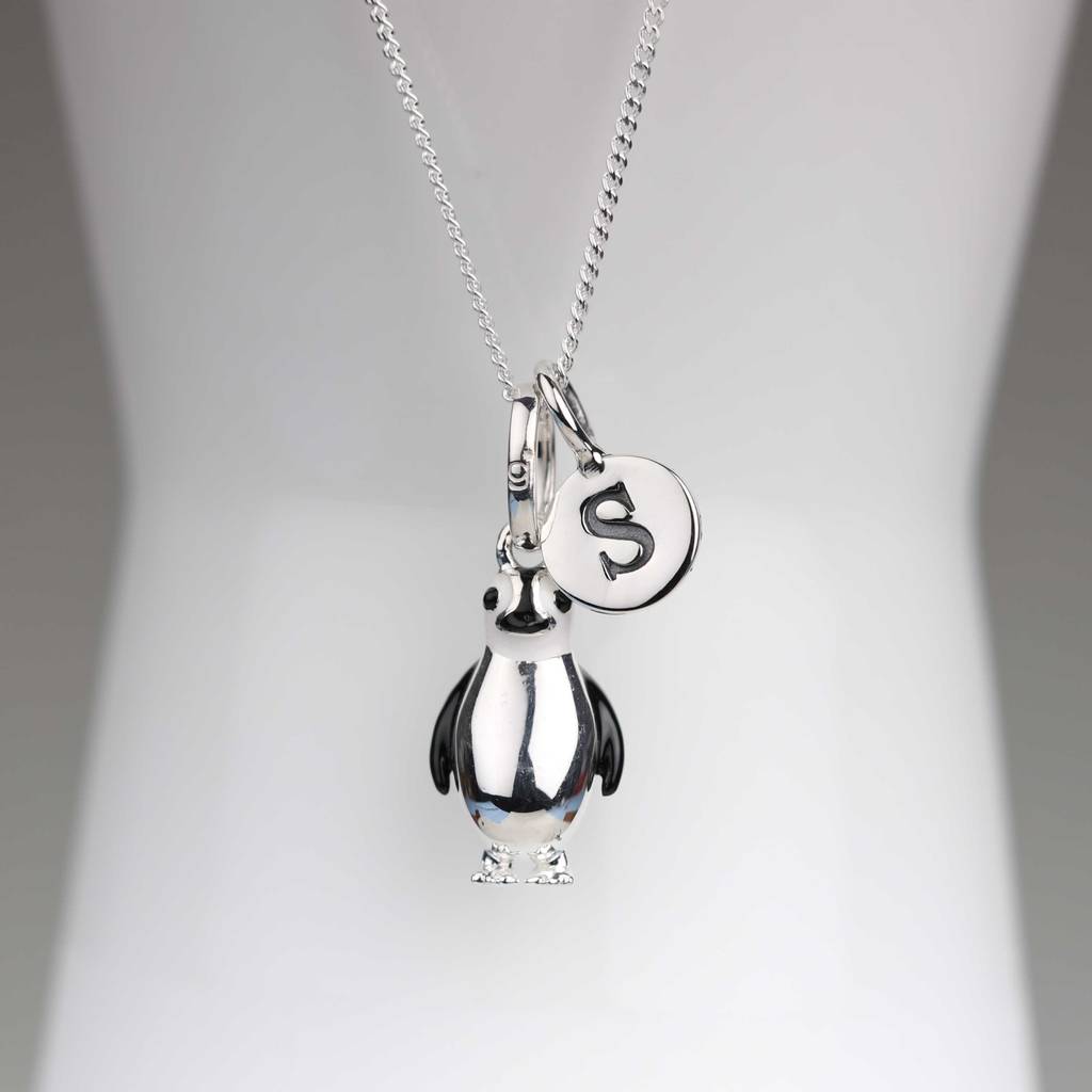 Personalised Solid Silver Penguin Necklace By Nest | notonthehighstreet.com