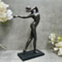 Black Sculpted Dancer Figurine – 29cm Dancing Ornament, thumbnail 2 of 12