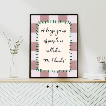 A4 Modern, Art Print, A Large Group Of People Is Called A No Thanks, Pink Checkerboard, 2 of 5