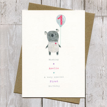 Personalised First Birthday Or Pick Your Age Koala Card, 3 of 12
