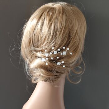 Set Of Five Pearl Flower Bridal Hair Pins, 6 of 12