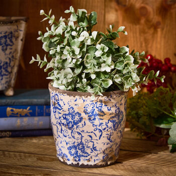 Milburn Blue Floral Plant Pots, 3 of 5