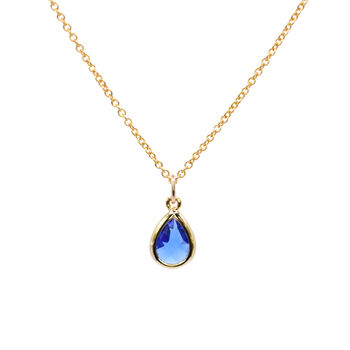 Sapphire Blue Teardrop Pendant Necklace, 2 of 4