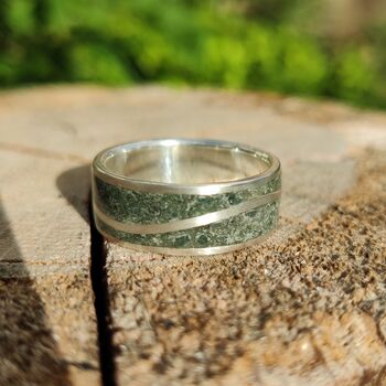 Silver Ring, Westmorland Green Slate, Silver Wave Inlay, 6 of 7