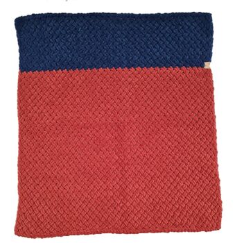 Snagl Baby Blanket In Rusty Red And Blue Petrol, 5 of 10