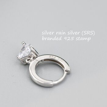 Heart Cz Huggie Hoop In Sterling Silver, 8 of 12