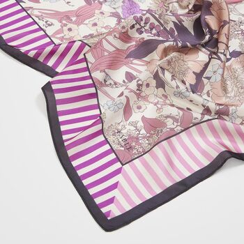 Deco Blooms Candy Stripe Square Scarf, 3 of 3