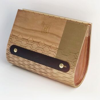 Cherry Hardwood And Leather Clutch Bag, 9 of 9