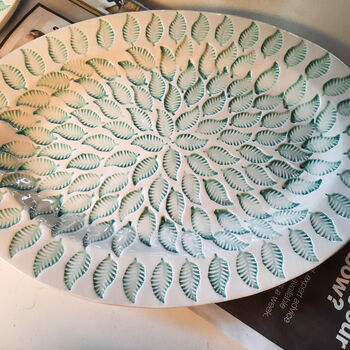 Handmade Oval Ceramic Leaf Platter, 5 of 8