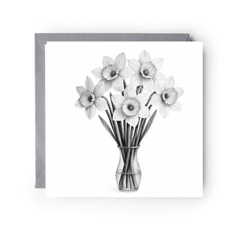 Welsh Inspired Daffodils Hand Drawn Flower Greeting Card, 3 of 6