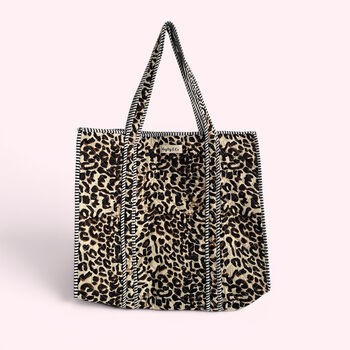 Leopard Print Quilted Cotton Tote Bag, 4 of 5