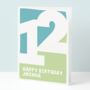 Personalised 12th Birthday Card Green And Blue, thumbnail 1 of 4