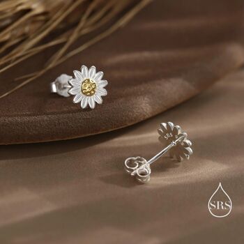 Sterling Silver Little Sunflower Flower Stud Earrings, 5 of 12