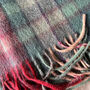 Men's Green Red Tartan Check Wool And Cashmere Blend Scarf, thumbnail 3 of 5