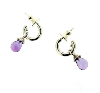 Sterling Silver And Gold Vermeil Gemstone Mini Hoops, 3 of 12
