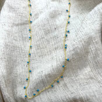 Blue Turquoise Beaded Sterling Silver Chain Necklace, 6 of 6