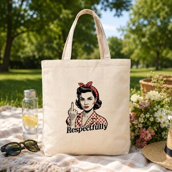 Respectfully Middle Finger Tote Bag, 3 of 7