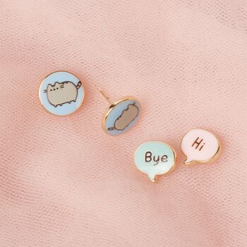 Pusheen The Cat 'Hi , Bye' Stud Earrings Set, 2 of 8