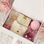 Personalised Stemless Glass Relaxing Pink Treat Gift Box Hamper, thumbnail 1 of 10