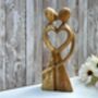 Hand Carved Wooden Lovers With Heart Teak Ornament Figurine Sculpture, thumbnail 4 of 9