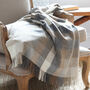 Beige And Grey Check Lambswool Throw, thumbnail 2 of 3