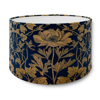 Luxury Velvet Lampshade Summer Flowers Navy Blue 40cm Or 30cm Sizes, 5 of 6