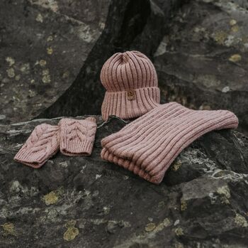 Knitted Hat, Snood And Wrist Warmer Set, 3 of 4