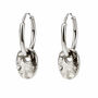 Coin Drop Silver Hoop Earrings, thumbnail 3 of 11