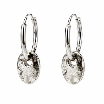 Coin Drop Silver Hoop Earrings, 3 of 11