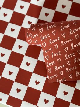 Checked Love Heart Valentine's Wrapping Paper, 3 of 3