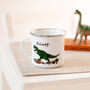 Personalised Children's Dinosaur Enamel Mug, thumbnail 1 of 4