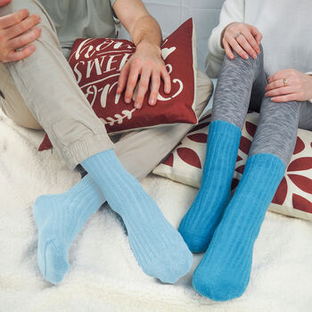 Ribbed Men's Bed Socks – Blue, 3 of 3