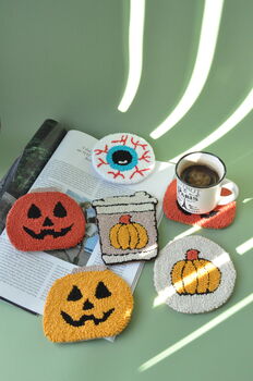 Spooky Halloween Punch Needle Mug Rugs, 5 of 9