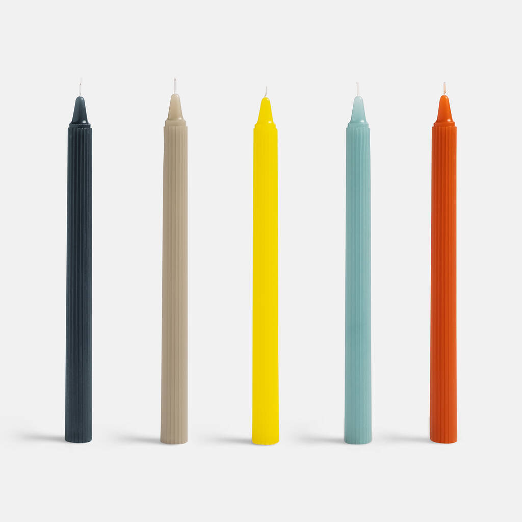 Colourful Ripple Dinner Candles Set Of Five By Rock On Ruby