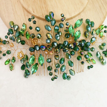 Green And Gold Crystal Hair Comb, 3 of 5