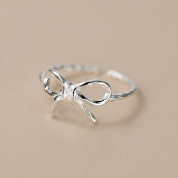 Adjustable Sterling Silver Bow Ring, 2 of 5