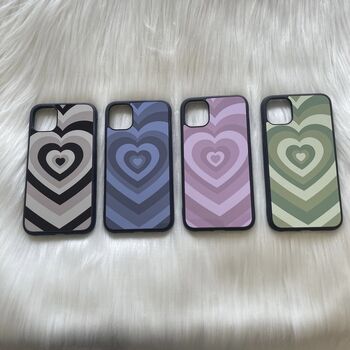 Blue, Grey, Green, Lilac Hearts Phone Case, 2 of 6